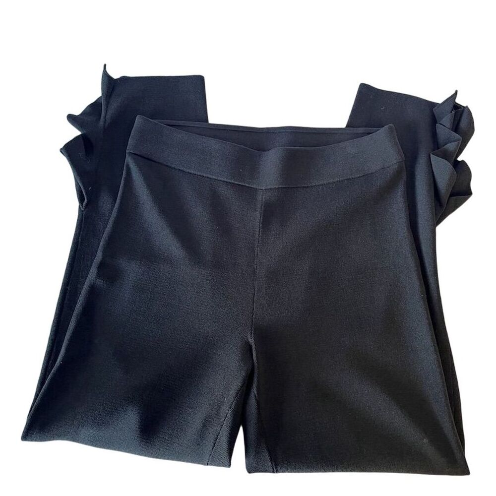NIC+ZOE Women's Black Cropped Pants with Ruffle Hem Detail, Medium